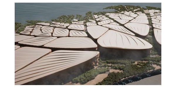 Kalbod工作室公布沙特NEOM機場城概念設(shè)計，伸向海洋的建筑群